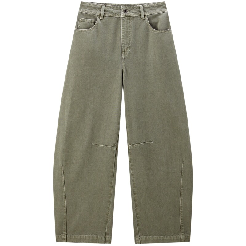 百分小白裤太平鸟高腰弯刀牛仔裤26年春季新款宽松显瘦白色牛仔裤