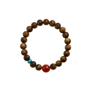 沉香安神助眠手串南红玛瑙配珠文玩养身手链檀香木质串珠新中式