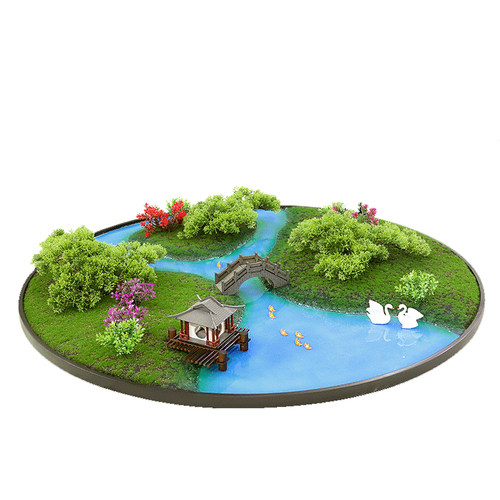 酒店餐桌转盘中间摆件微缩景观造景装饰创意山水桌花圆桌摆花摆设