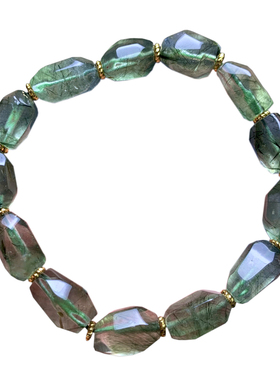 天然透体顺发绿发晶随形手链送礼