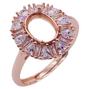 戒指空托925纯银戒托镶嵌 女式椭圆6*8和7*9碧玉戒子银饰加工定制