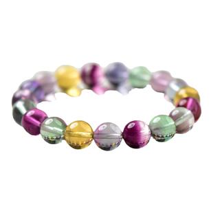 萤石手串女男东海水晶玛瑙玉髓翡翠宝玉石散珠子彩色糖果多宝手链