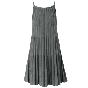 【秀场同款】IIIVIVINIKO秋新款羊毛百褶A字吊带针织连衣裙女