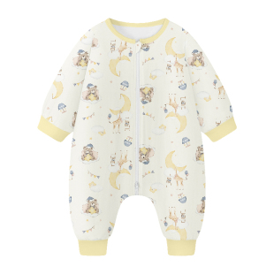 睡袋儿童秋冬季纯棉加厚男童宝宝连体睡衣春秋款婴儿防踢被中大童