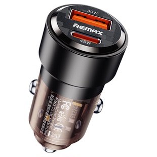 REMAX睿量75W双口快充车载充电器同时PD45W闪充USB适用于苹果16安卓27W手机平板记录仪应急车充货轿车12-24V