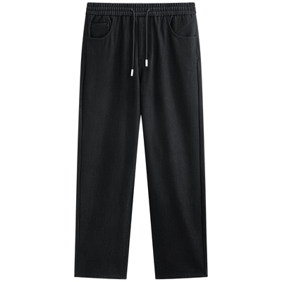 【商场同款】太平鸟男装 潮流休闲松紧腰抽绳黑色牛仔裤B1HAF4408