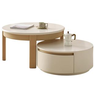 全友家居奶油风小户型客厅高矮组合茶几家用电视柜收纳储物柜一体