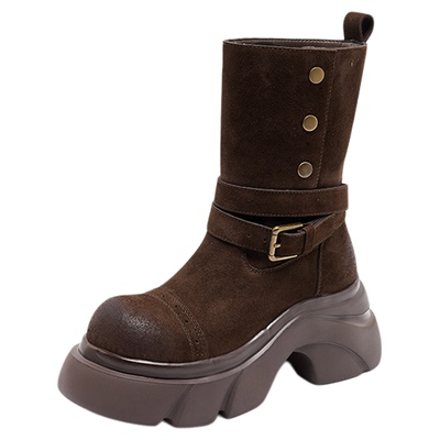 Lee Cooper厚底马丁靴女款2025新款秋季时尚复古增高女靴切尔西靴