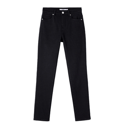 Amii2025冬新款丹宁风温暖修身显瘦加绒牛仔长裤女弹力铅笔裤子