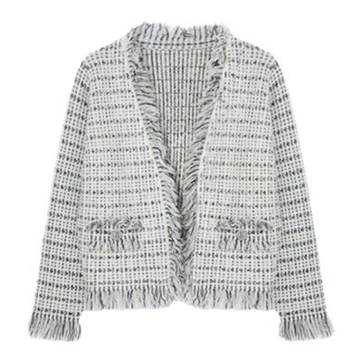 H·GENTEEL荷高新款秋装女大气流苏宽松山羊绒小香风毛针织衫女