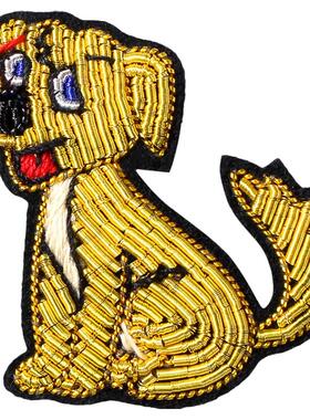 金毛犬小狗胸针手工刺绣
