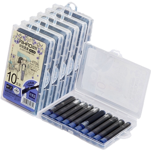 爱好钢笔墨囊100支中小学生套装墨水胆笔囊晶蓝墨兰蓝黑红色可替换可擦式3.4mm通用钢笔芯男女儿童正姿练字用