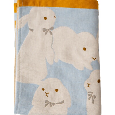 蓝粉兔子枕巾棉可爱女情侣