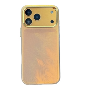 高颜值镭射羽毛适用于iPhone17promax手机壳半透磨砂苹果17pro变色全包高级感16男女16pro防摔情侣硬套