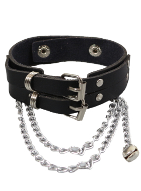 街头朋克风铆钉金属链条皮革手链