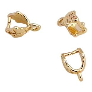 14K包金保色树叶子夹扣瓜子扣手工diy水晶玉石吊坠扣配件项链吊扣