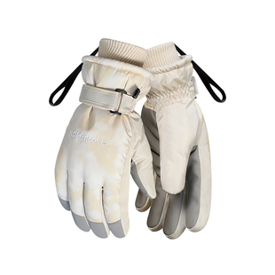 防泼水滑雪手套女冬季保暖骑行玩雪防风防寒加绒电动车男生可触屏