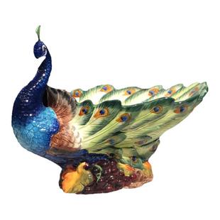 陶瓷孔雀果盘干果客户茶几玄关摆件入新房家居礼品电视柜餐厅摆设