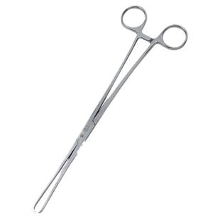 上海金钟子宫颈钳不锈钢子宫钳宫颈钳25cm直弯头2x3齿钳妇科器械