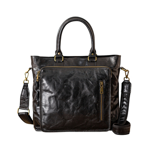 后步原创高端男士真皮手提包大容量公文包单肩斜挎包文件电脑包潮