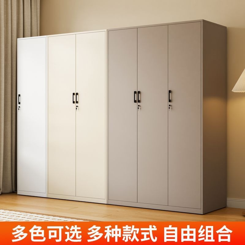 家用更衣柜钢制简易组装环保带柜双门储物柜阳台收纳铁皮柜锁卧室