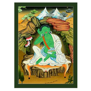 米拉日巴手绘唐卡挂画 尼泊尔进口密勒日巴画像 客厅挂墙装饰画