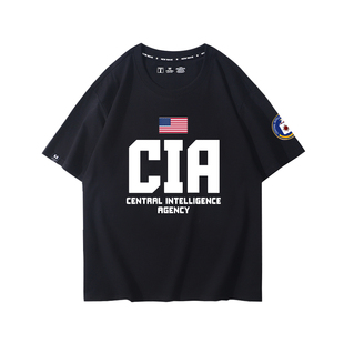 美国中央情报局CIA标志短袖特工探员间谍机构休闲重磅纯棉T恤体恤