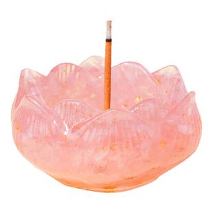 天然紫水晶碎石莲花碗香插套盒净化能量冥想瑜伽香炉卧室香插底座