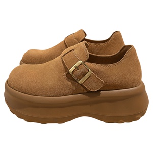 厚底全包勃肯鞋女2025秋冬新款加绒单鞋复古百搭女鞋皮鞋增高鞋子