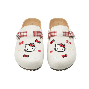 chikokuHello Kitty卡通厚底勃肯鞋女鞋新款软木底懒人包头半拖鞋