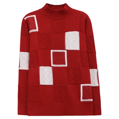 恒源祥女秋冬加厚半高领羊毛衫