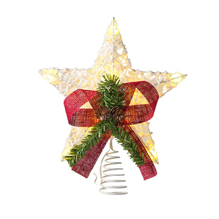 圣诞树顶部装饰发光铁艺五角星LED灯圣诞节氛围网红创意场景布置