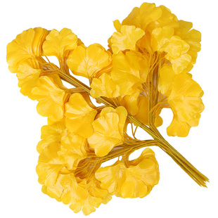 仿真银杏叶白色黄色婚庆婚礼装饰树叶假叶子塑料树枝绢花户外树叶