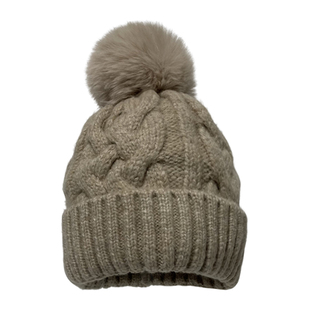 三环路加绒双层毛球麻花毛线帽秋冬百搭加厚防风针织帽女