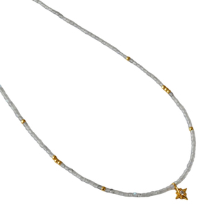 小众简约复古原创设计灰色月光石串珠闪耀星星吊坠个性气质细项链