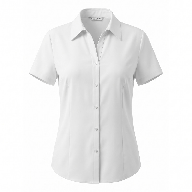 莫代尔冰丝上衣白衬衫女短袖夏季新款职业工作服工装修身白色衬衣