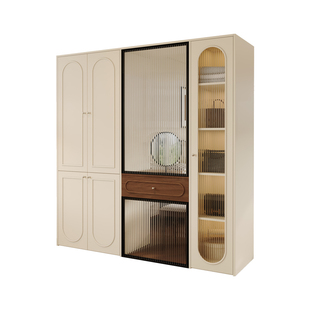 法式复古风卧室卫生间门对床隔断屏风衣柜主卧正对门衣帽间储物柜