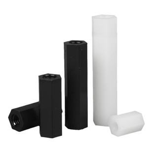 白黑色双通尼龙六角柱隔离柱塑料绝缘支撑柱PC板间隔螺柱螺丝柱子