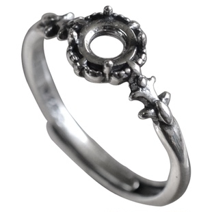 燕子家复古刻面宝石s925银戒指空托小众手作纯银戒指托5*5mm