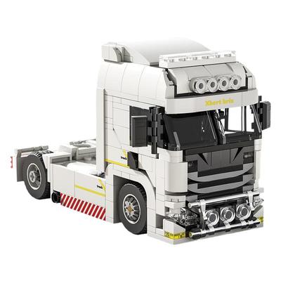 中国积木欧式卡车拖头模型摆件儿童益智拼装小颗粒玩具礼物男孩子