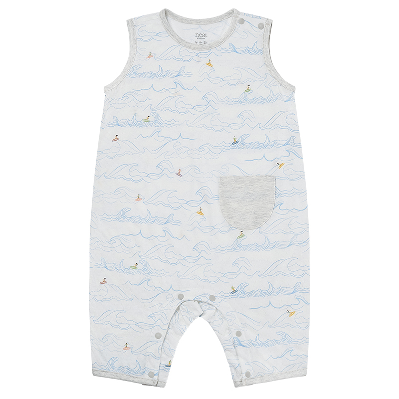 Nest Designs婴儿无袖连体衣提花针织爬服宝宝哈衣夏季和尚衣