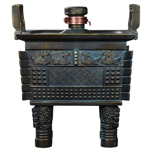 景德镇陶瓷空酒瓶5斤装仿青铜酒坛父戊方鼎复古密封泡酒罐子摆件