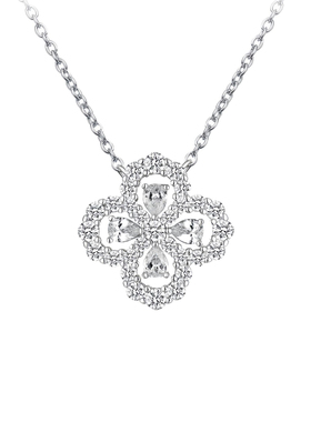 S999纯银四叶草项链女小众镂空设计百搭吊坠幸运草锁骨链七夕礼物