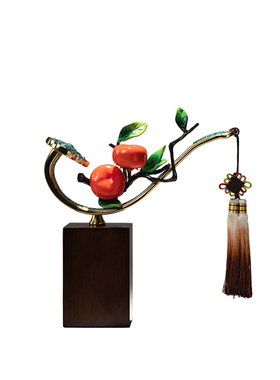 葫芦招财黄铜摆件柿柿如意