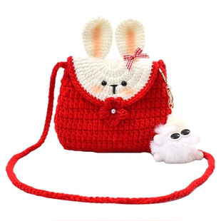 YZ原创超火毛线针织包2026新款迷你百搭斜挎包可爱卡通少女零钱包