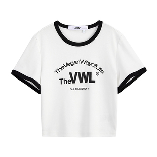 【baby同款】VWL短袖T恤LOGO字母印花短款女修身辣妹T恤夏季白色