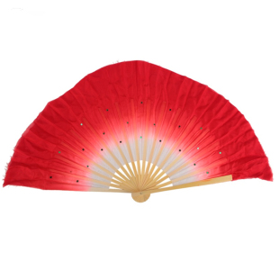 红舞鞋舞蹈扇子真丝1尺竹子吊尾扇胶州秧歌扇古典舞左右手跳舞扇