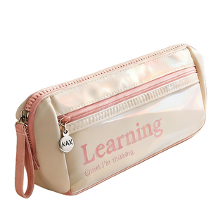 大容量笔袋女孩小学生高颜值ins风透明简约三角文具盒初中生高中生小众不撞款2025新款女生铅笔盒