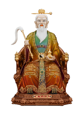 黄铜彩绘太白金星神像供奉摆件