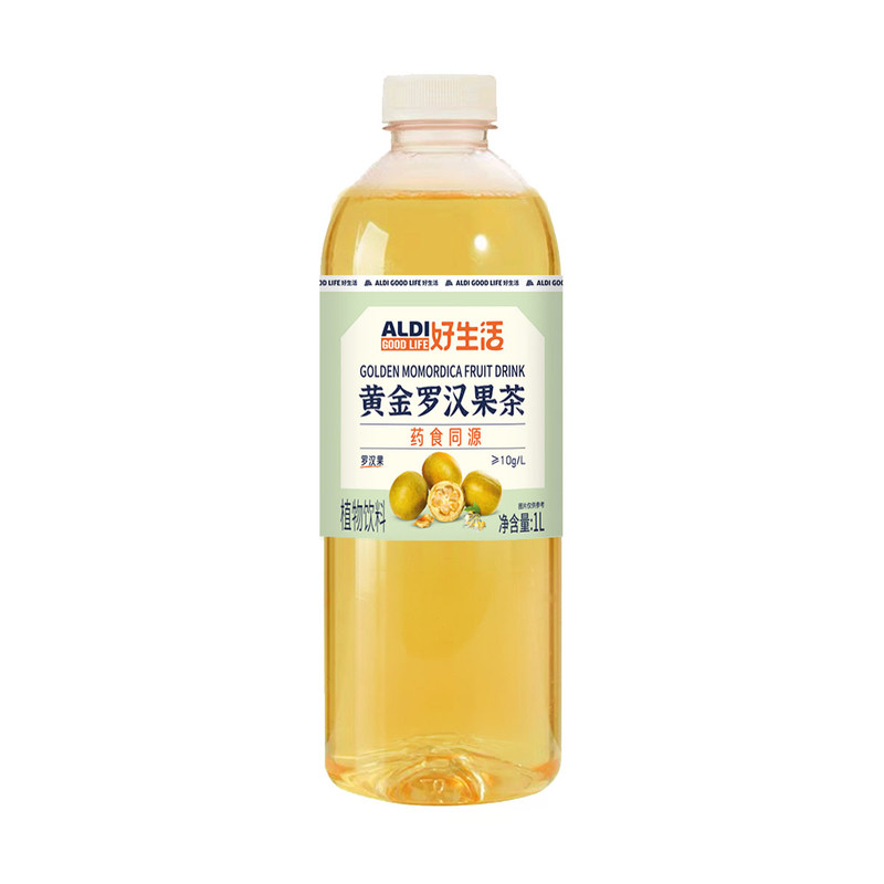 上海奥乐齐黄金罗汉果金银花茶植物饮料药食同源1L瓶装健康饮品